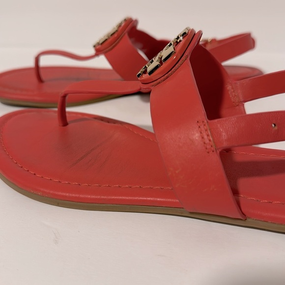 Tory Burch Burnt Red/Gold Logo T Ankle Strap Sandal! - Picture 5 of 6